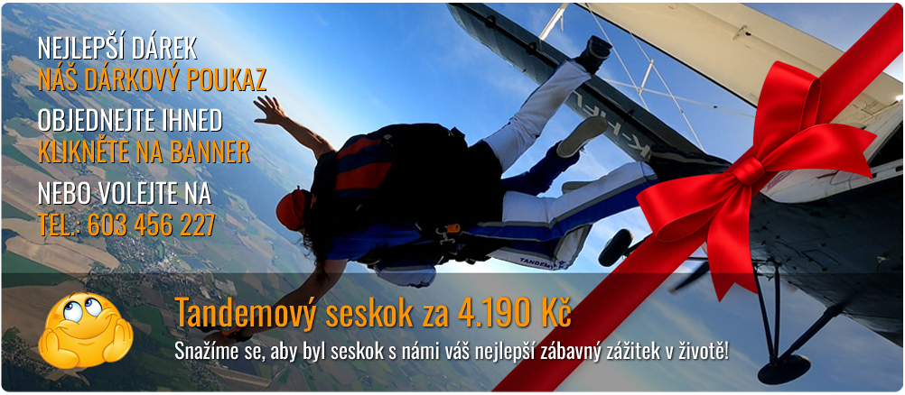 Dárkový poukaz na tandemový seskok již od 4190 Kč