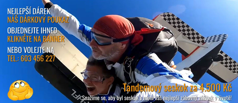 Dárkový poukaz na tandemový seskok za 4500 Kč